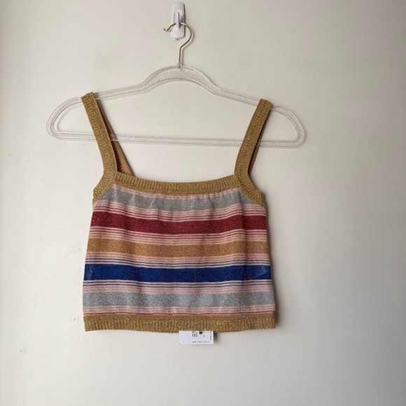 Suboo Mila Colorful Metallic 70s Stripe Crop Tank Top XS NWT - Picture 2 of 5